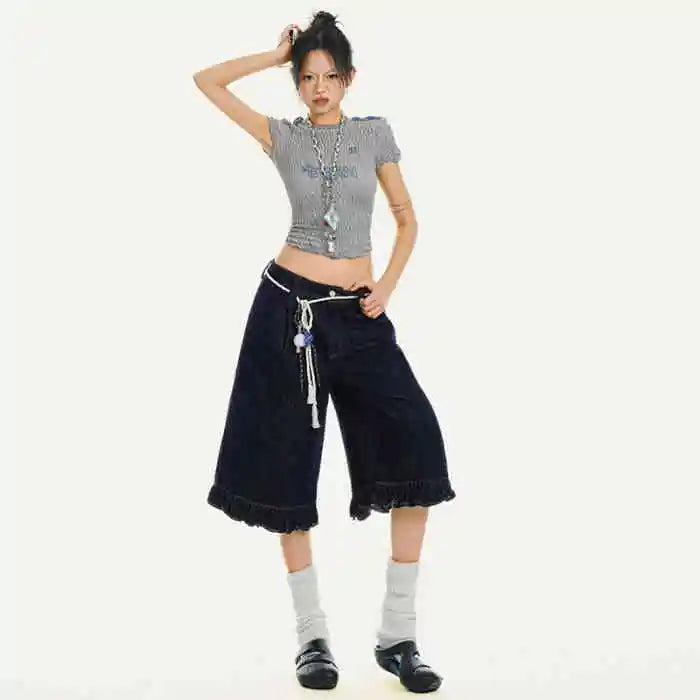 Y2K Streetwear Womens Denim Shorts Jorts