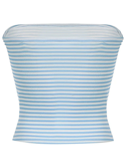 Y2K Striped Strapless Bandeau Tube Top