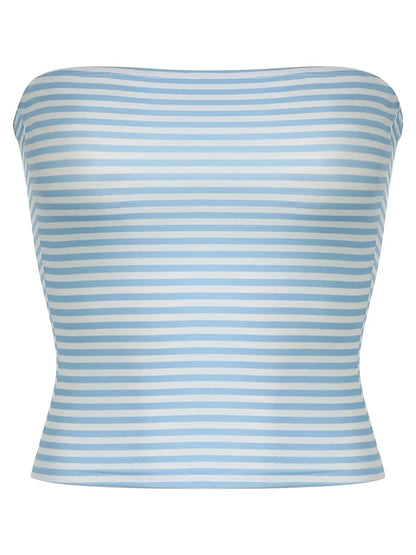 Y2K Striped Strapless Bandeau Tube Top