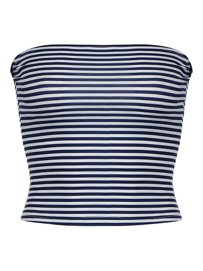 Y2K Striped Strapless Bandeau Tube Top