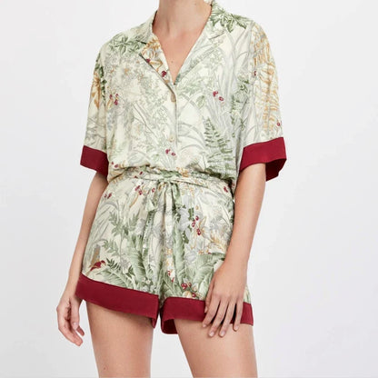 Y2K Summer Collared Two Piece Pyjamas