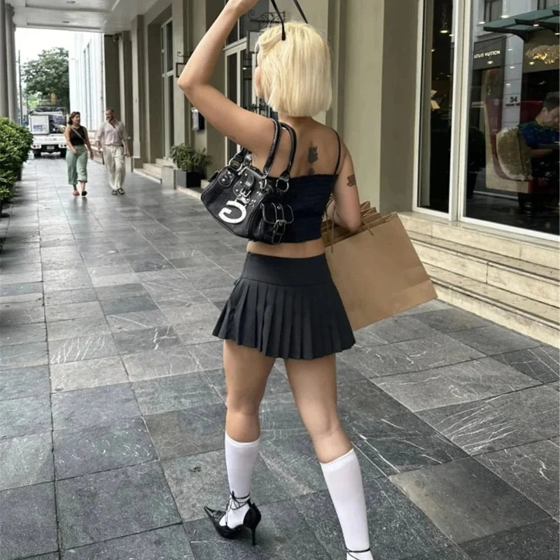 Y2K Summer Preppy Pleated Mini Skirt