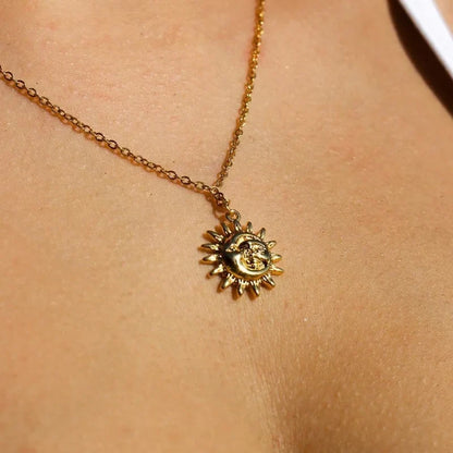 Y2K Sun and Moon Pendant Dainty Necklace