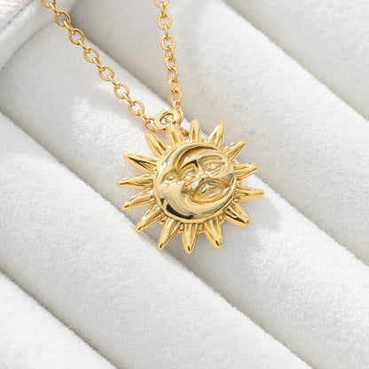 Y2K Sun and Moon Pendant Dainty Necklace