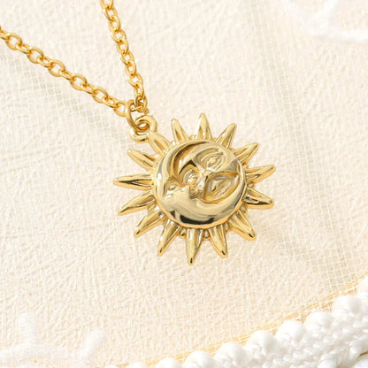 Y2K Sun and Moon Pendant Dainty Necklace