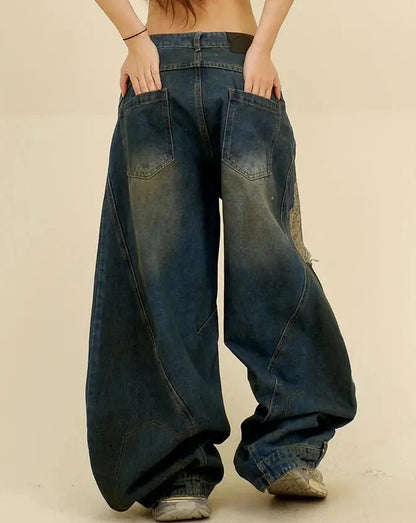 Y2K Super Baggy Distressed Womens Jeans
