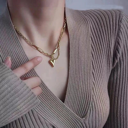 Y2K Sweet Peach Heart Pendant Necklace
