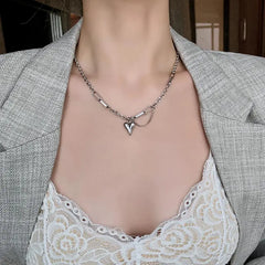 Y2K Sweet Peach Heart Pendant Necklace