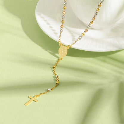 Y2K Three Color Beaded Cross Pendant Necklace