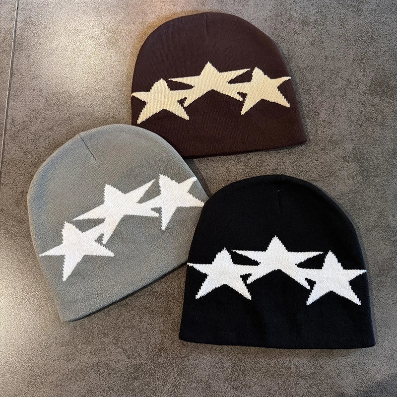 Y2K Triple Star Pentagram Beanie