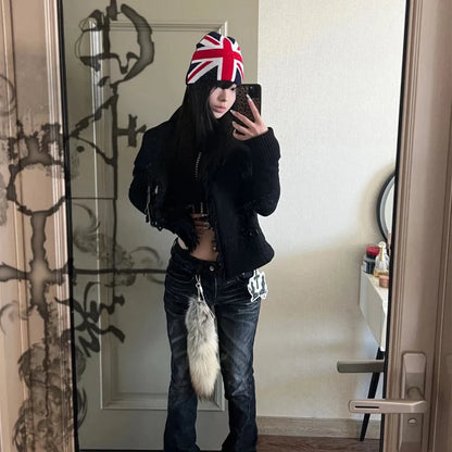 Y2K Union Jack Graphic Beanie