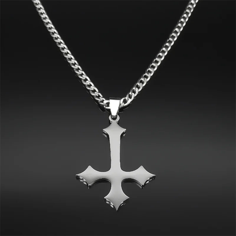 Y2K Upside Down Cross Pendant Necklace
