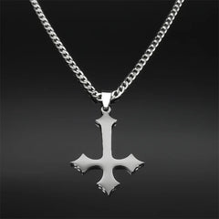 Y2K Upside Down Cross Pendant Necklace
