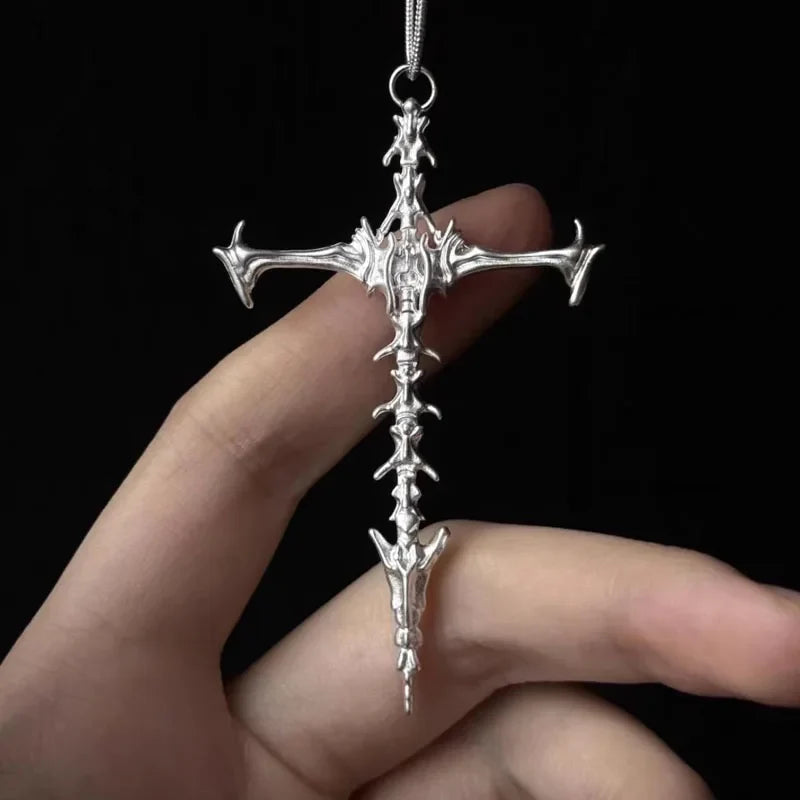 Y2K Vintage Cross Pendant Goth Necklace