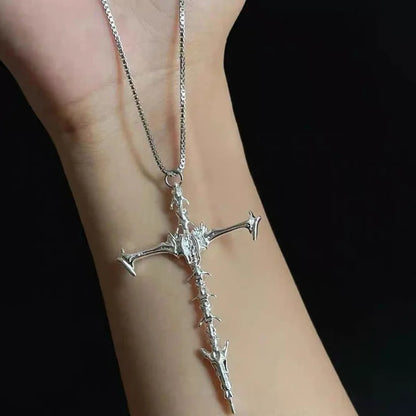 Y2K Vintage Cross Pendant Goth Necklace