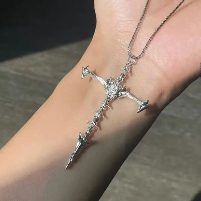Y2K Vintage Cross Pendant Goth Necklace