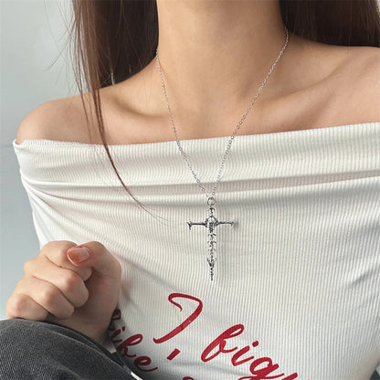 Y2K Vintage Cross Pendant Goth Necklace