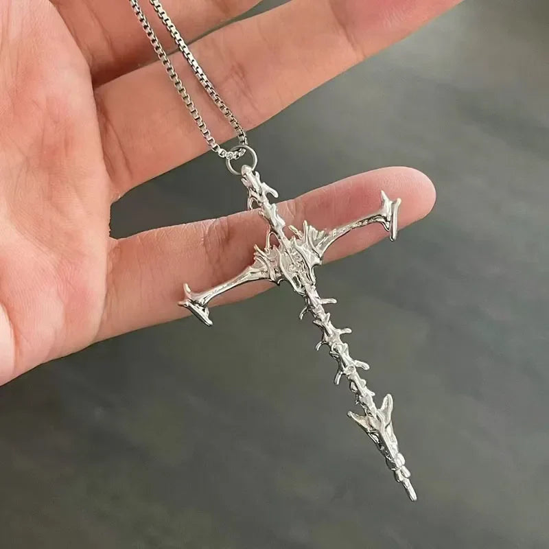 Y2K Vintage Cross Pendant Goth Necklace