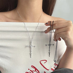 Y2K Vintage Cross Pendant Goth Necklace