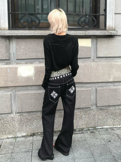 Y2K Vintage Gothic Black Long Sleeve Top