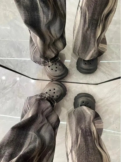 Y2K Vintage Grey Gradient Baggy Boot Cut Jeans