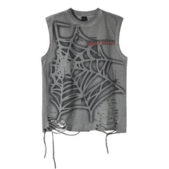 Y2K Vintage Spider Web Distressed Tank Top