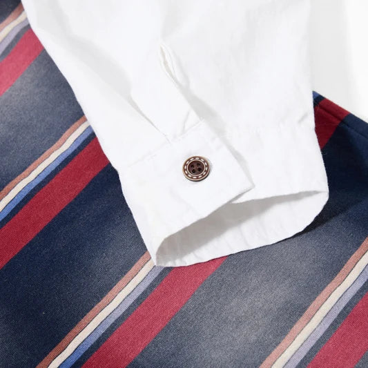 Y2K Vintage Striped Washed Mock Two Layer Polo Shirt