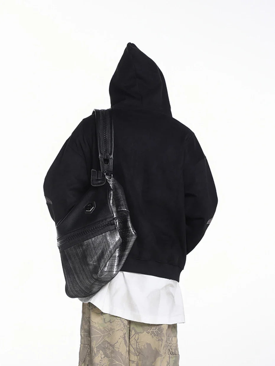 Y2K Vintage Suede Patchwork Zip Up Hoodie