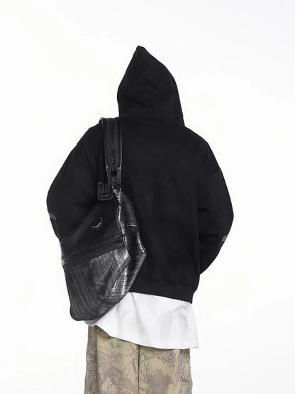 Y2K Vintage Suede Patchwork Zip Up Hoodie