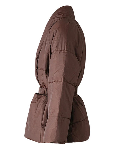 Y2K Waist Belt Padded Parka Coat