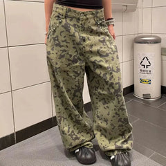 Y2K Washed Camouflage Baggy Jeans