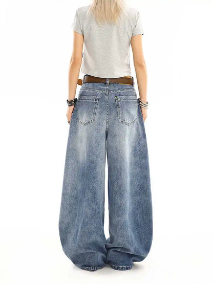 Y2K Washed Curved Baggy Boyfriend Fit Barrel Jeans