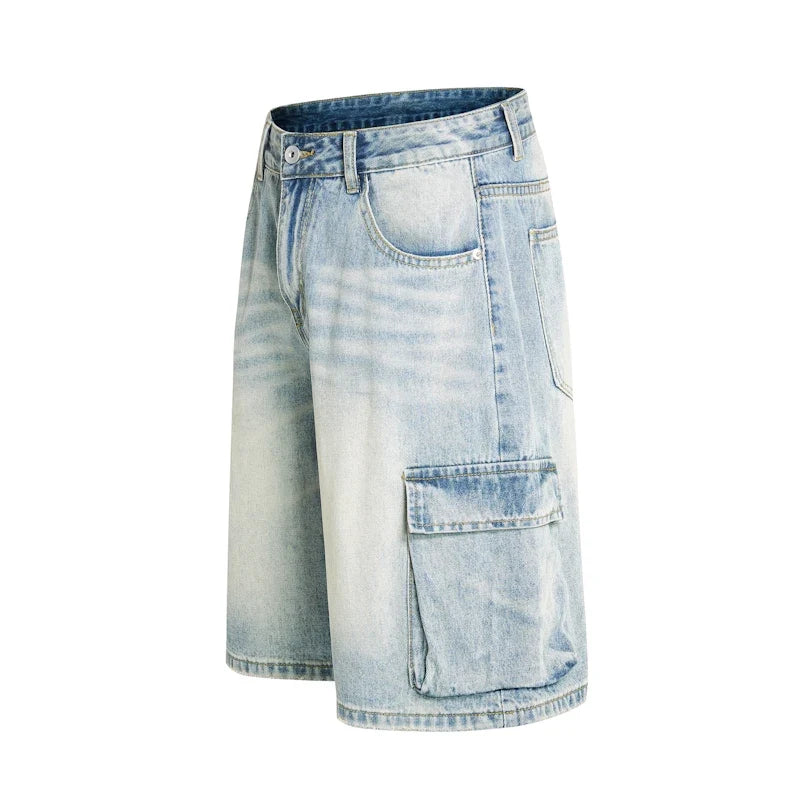 Y2K Washed Denim Cargo Jean Shorts Jorts