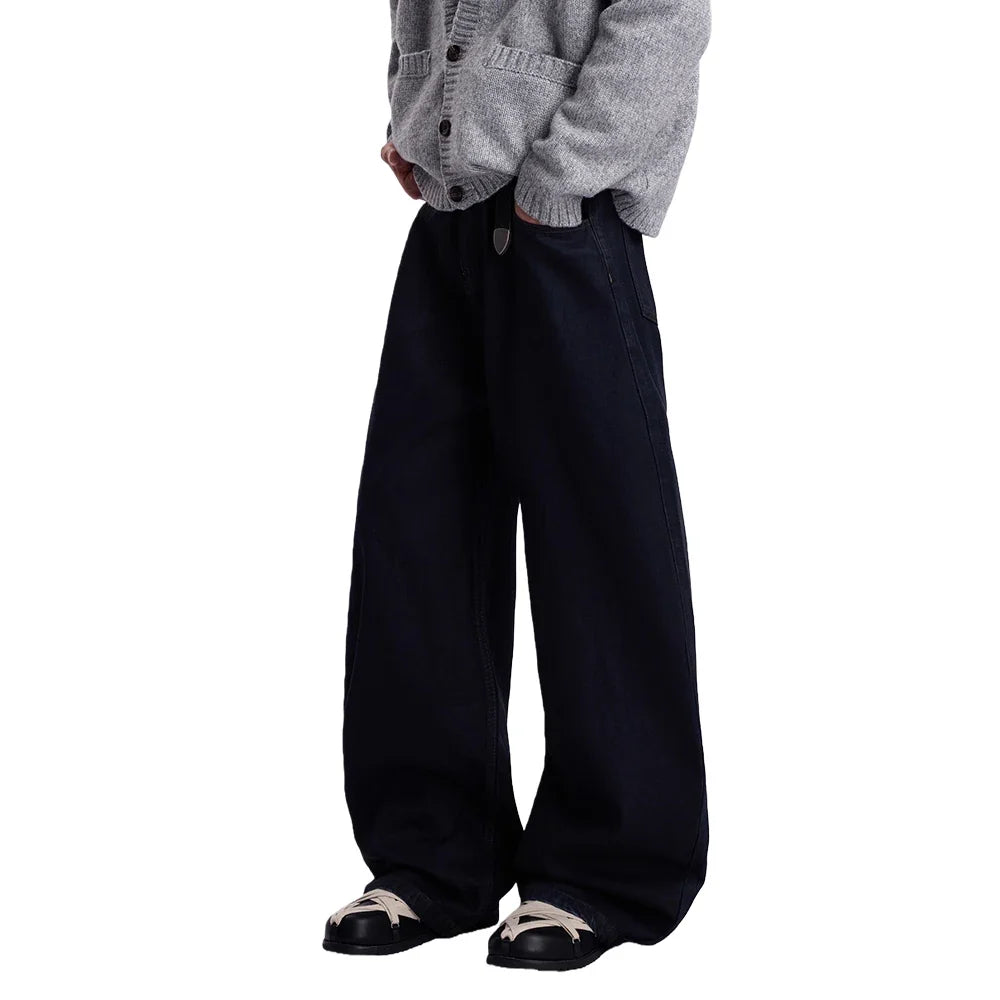 Y2K Washed Distressed Baggy Denim Curved Barrel Jeans