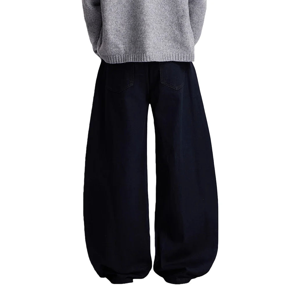 Y2K Washed Distressed Baggy Denim Curved Barrel Jeans
