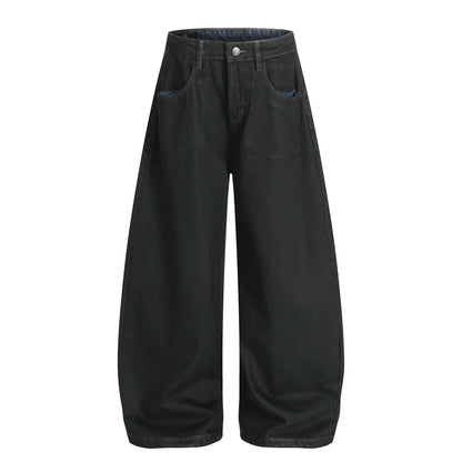 Y2K Washed Distressed Baggy Denim Curved Barrel Jeans