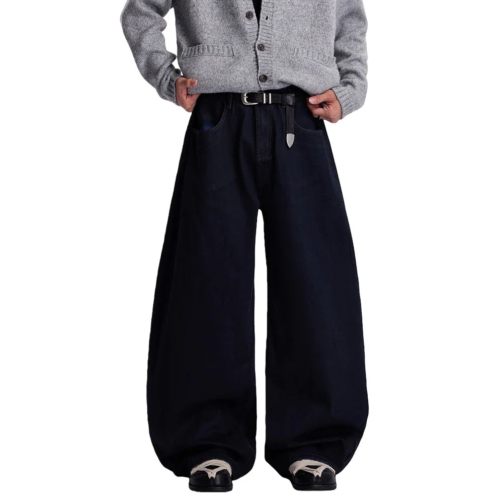 Y2K Washed Distressed Baggy Denim Curved Barrel Jeans