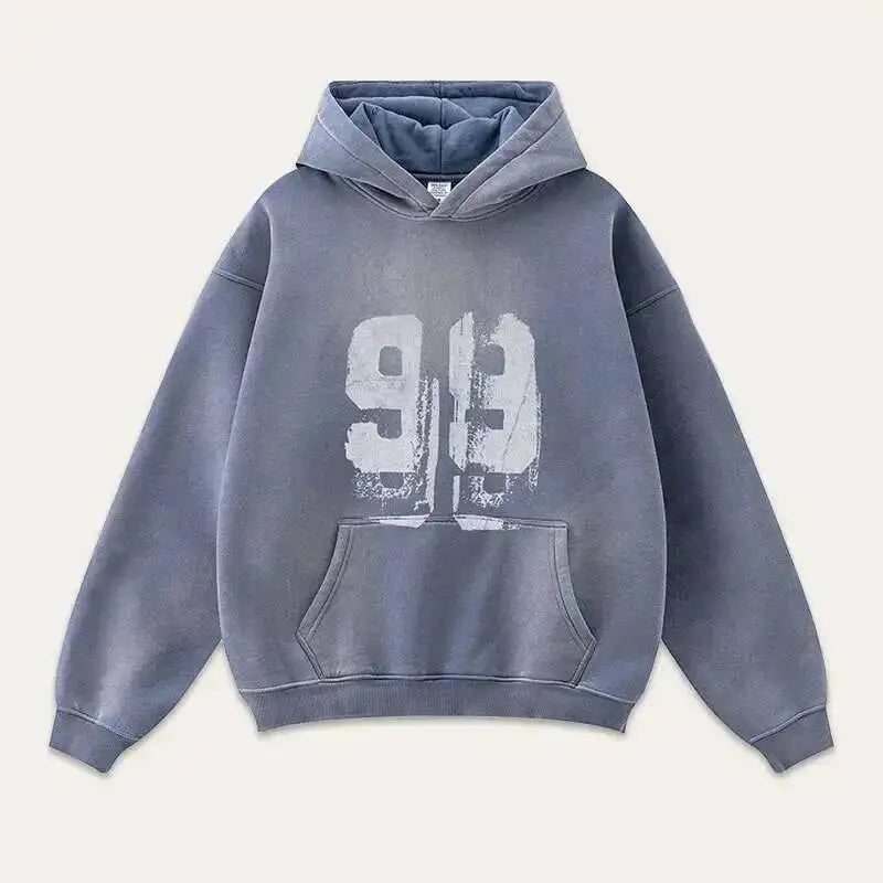 Y2K Washed Graphic "99" Hoodie
