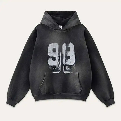 Y2K Washed Graphic "99" Hoodie