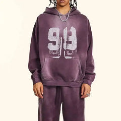 Y2K Washed Graphic "99" Hoodie