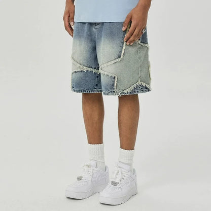 Y2K Washed Patchwork Star Straight Jorts