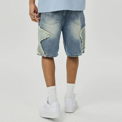 Y2K Washed Patchwork Star Straight Jorts
