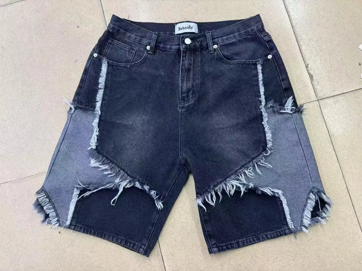 Y2K Washed Patchwork Star Straight Jorts