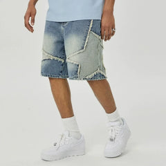 Y2K Washed Patchwork Star Straight Jorts