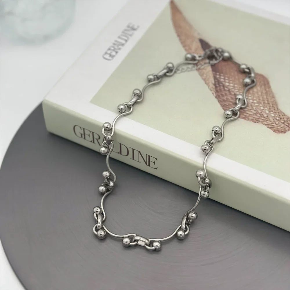 Y2K Wave Ball Chain Necklace