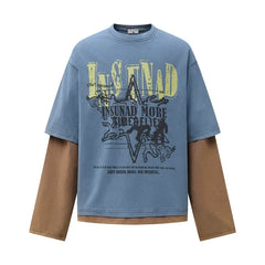 Y2K Western Mock Layered Long Sleeve Top