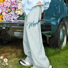 Y2K Wide Leg Embroidered Baggy Sweatpant Joggers Trousers