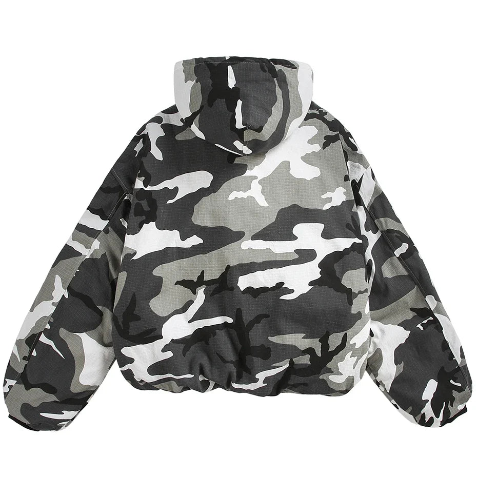 Y2K Winter Camo Hooded Jacket Coat