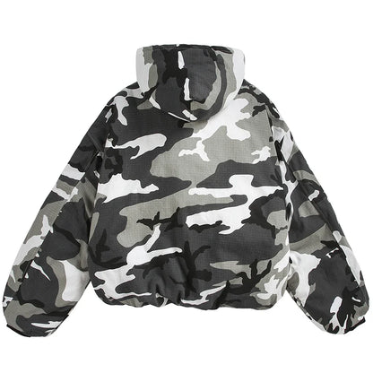 Y2K Winter Camo Hooded Jacket Coat