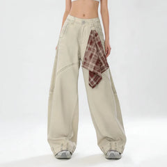 Y2K Womens Apricot Baggy Wide Leg Jeans
